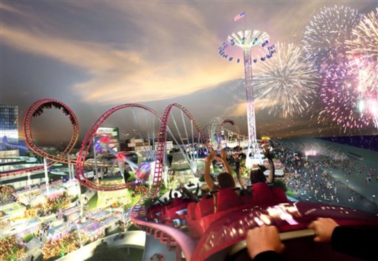 This artist's rendering provided by the New York City Economic Development Corporation shows a view of the proposed new Luna Park in the Brooklyn's Coney Island neighborhood.